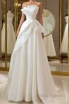 A-Line White Organza Long Formal Prom Dress, White Long Formal Dress