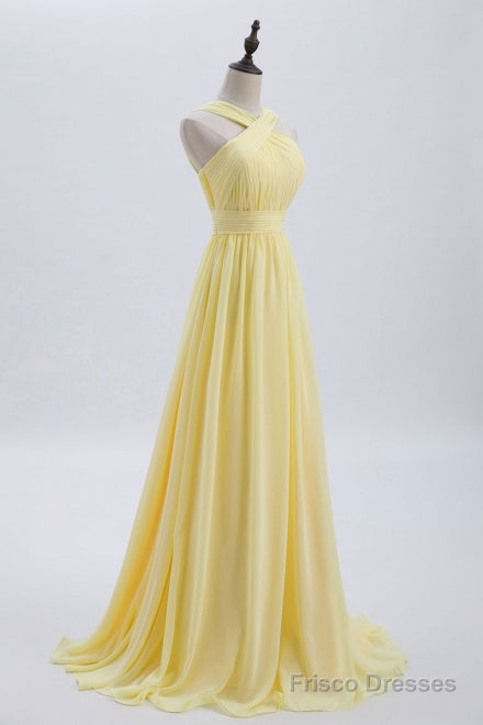 A-Line Yellow Chiffon Long Bridesmaid Dress Secondary image