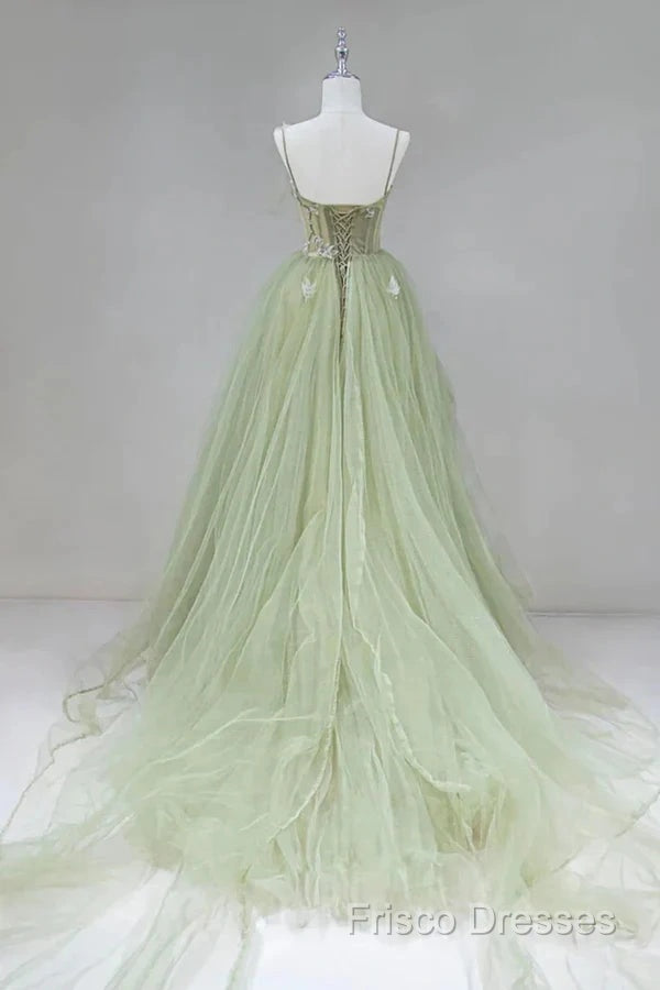 A-Shaped Tight Fitting Corset With Sage Green Chiffon On The Back Long Adult Dress Sage Formal Prom Dress