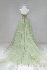 A-Shaped Tight Fitting Corset With Sage Green Chiffon On The Back Long Adult Dress Sage Prom Dress