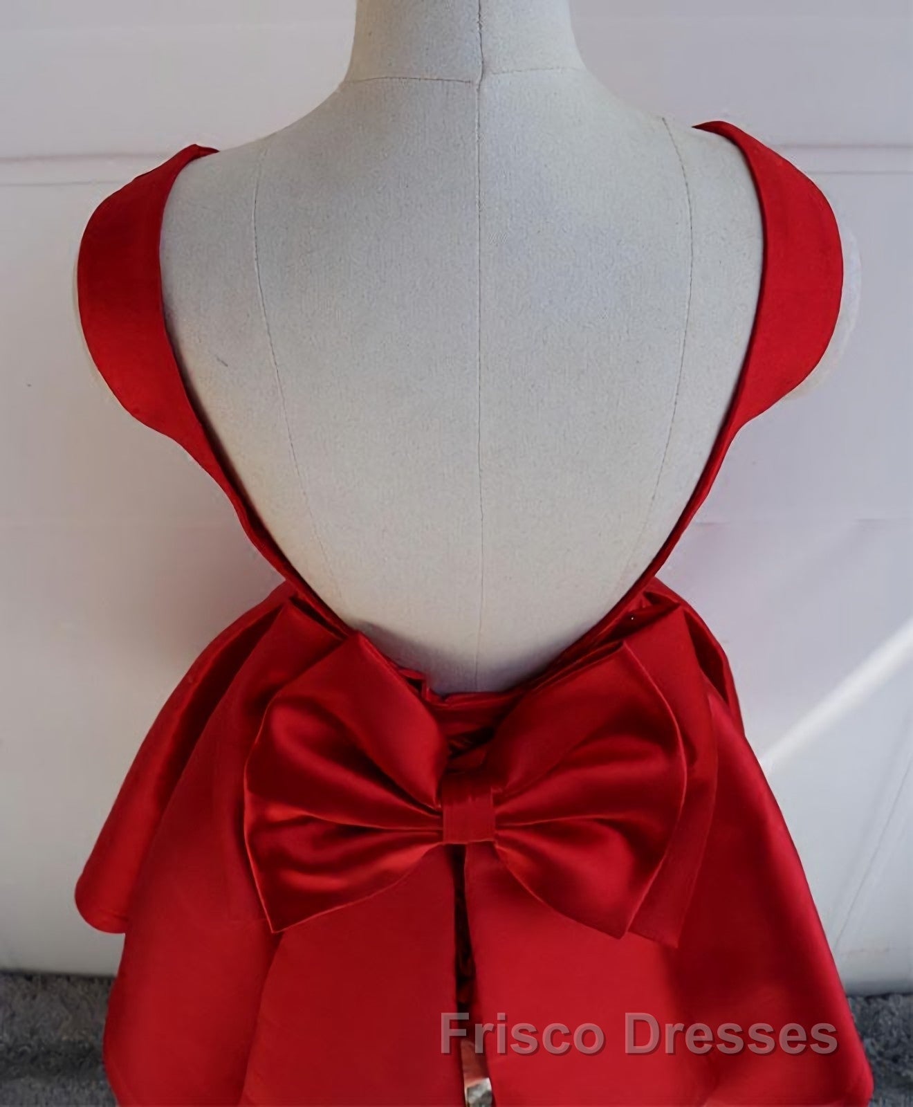 Cute A Line Satin Short Formal Prom Dress, With Bow Evenig Dress