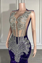 Sequined Sleeveless Mermaid Formal Prom Dresses with Beadings