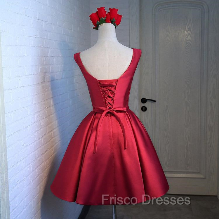 Adorable Cute Wine Red Satin Short Formal Prom Dress , New Party Dress Secondary image