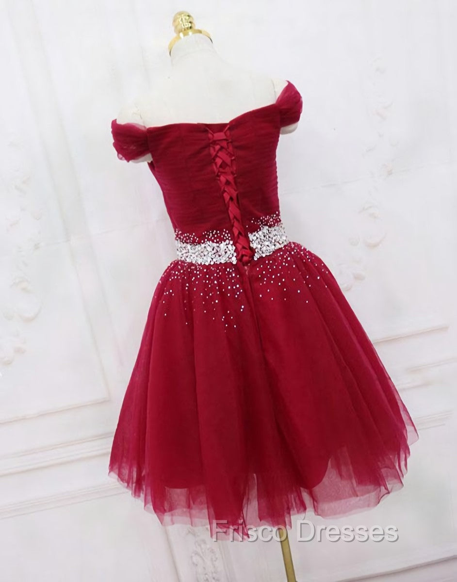 Adorable Dark Red Homecoming Dress , Tulle Off the Shoulder Party Dres Frisco Dresses Adorable Dark Red Homecoming Dress , Tulle Off the Shoulder Party Dres Frisco Dresses