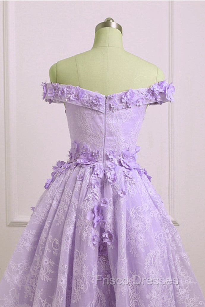 Adorable Lace Light Purple High Low Homecoming Dress, Cute Sweetheart Formal Prom Dress Secondary image