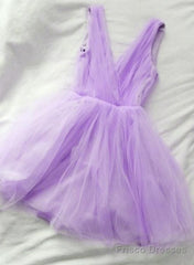 Adorable Lavender V-Neckline Short Tulle Party Homecoming Dress