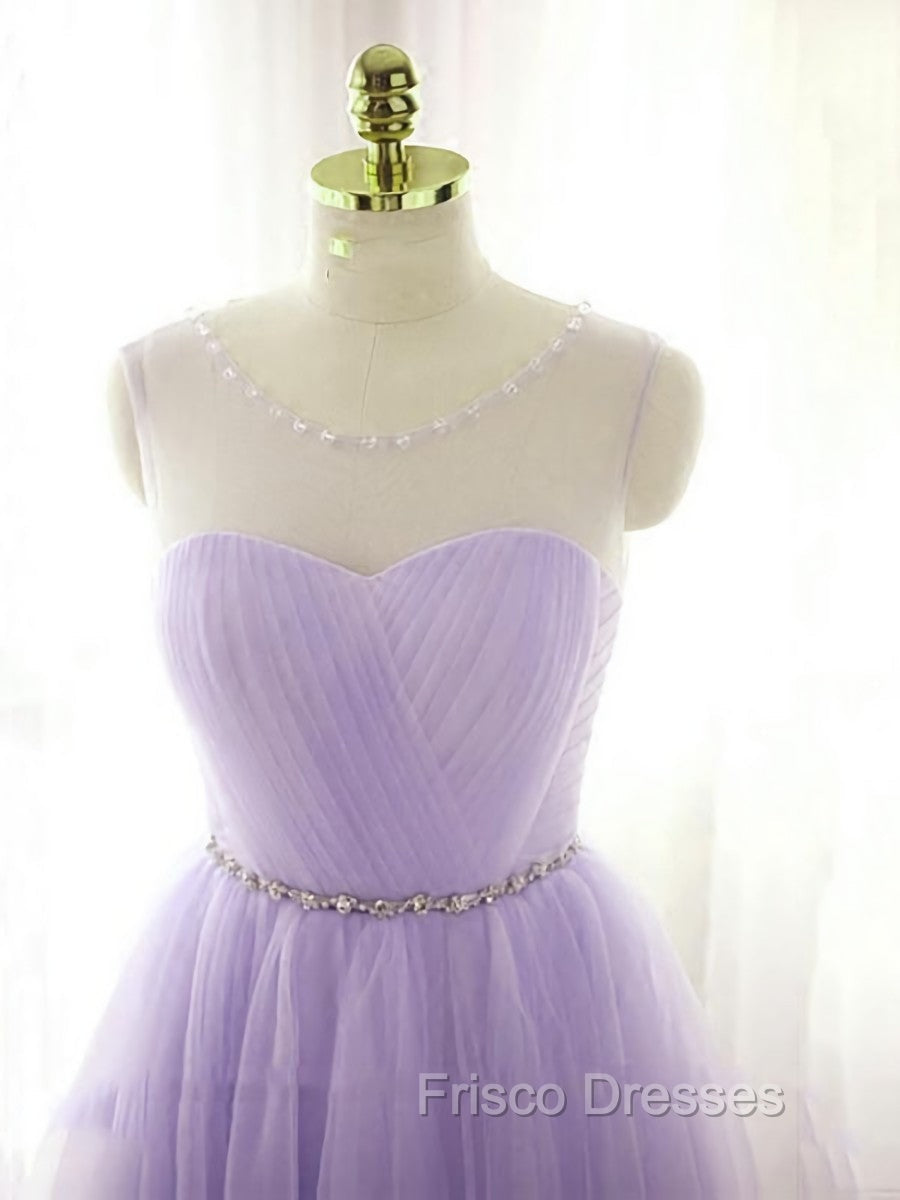 Adorable Light Purple Round Neckline Beaded Short Formal Prom Dress, Cute Homecoming Dress Secondary image