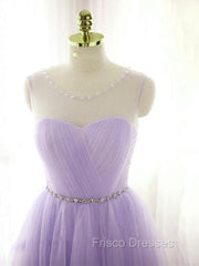 Adorable Light Purple Round Neckline Beaded Short Formal Prom Dress, Cute Homecoming Dress