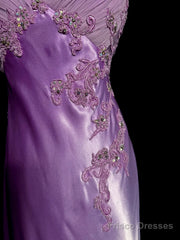Aesthetic A Line Halter Neckline Lilac Satin Prom Dress Ruffle Long Party Dress
