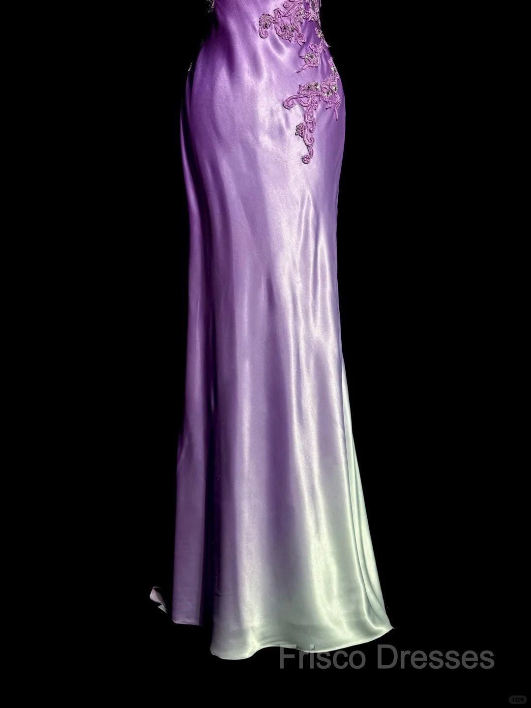 Aesthetic A Line Halter Neckline Lilac Satin Formal Prom Dress Ruffle Long Party Dress