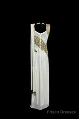 Aesthetic A Line Square Neckline White Chiffon Prom Dress Ruffle Long Party Dress