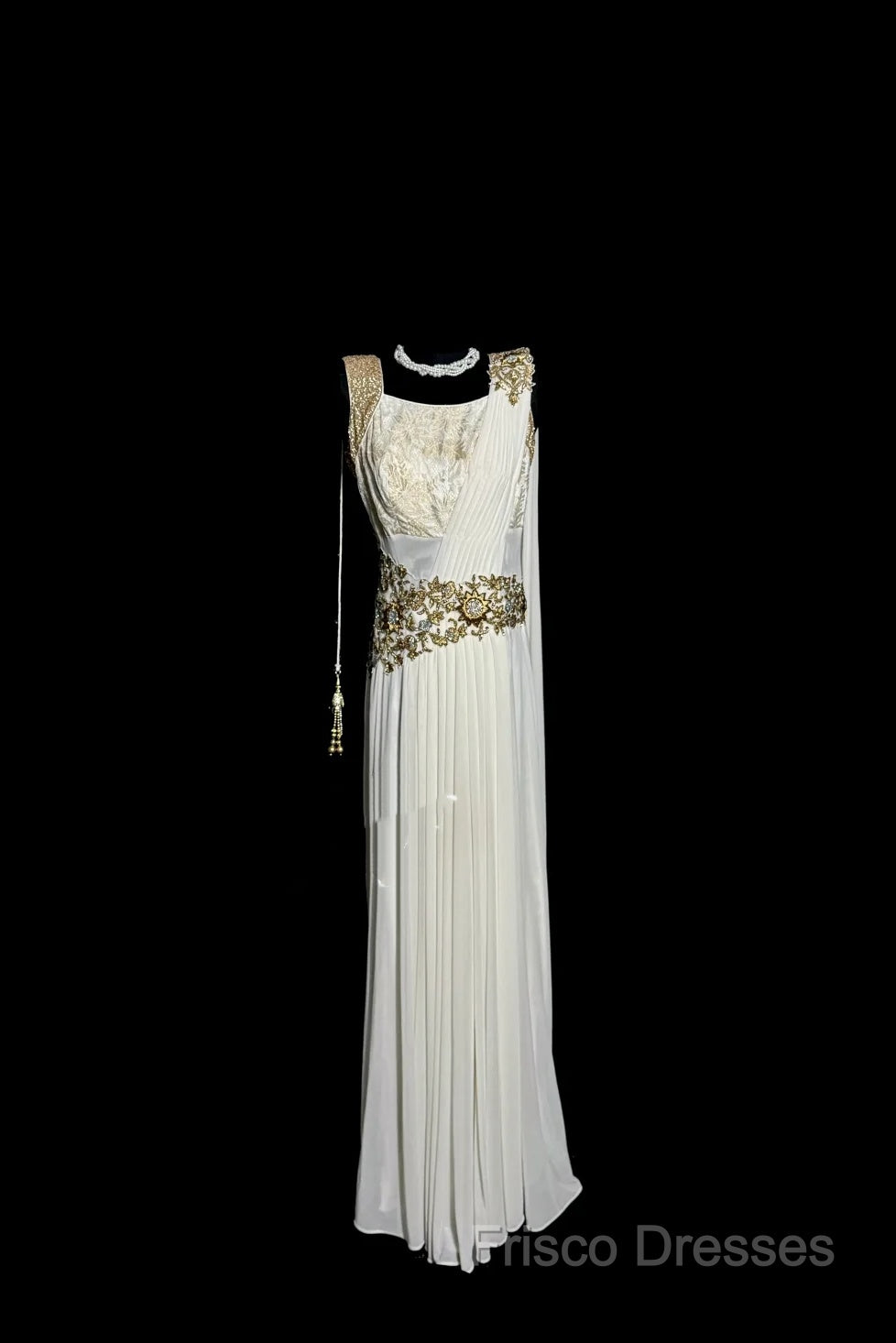 Aesthetic A Line Square Neckline White Chiffon Formal Prom Dress Ruffle Long Party Dress