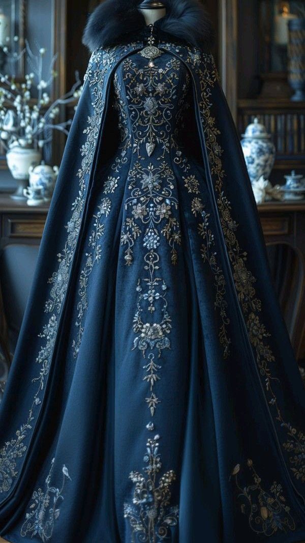 Aesthetic Ball Gown High Neckline Navy Blue Party Dresses Long Prom Dress Evening Dresses Main image
