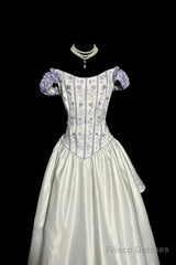 Aesthetic Ball Gown Off The Shoulder White Prom Dress Ruffle Long Party Dress