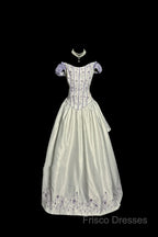 Aesthetic Ball Gown Off The Shoulder White Formal Prom Dress Ruffle Long Party Dress