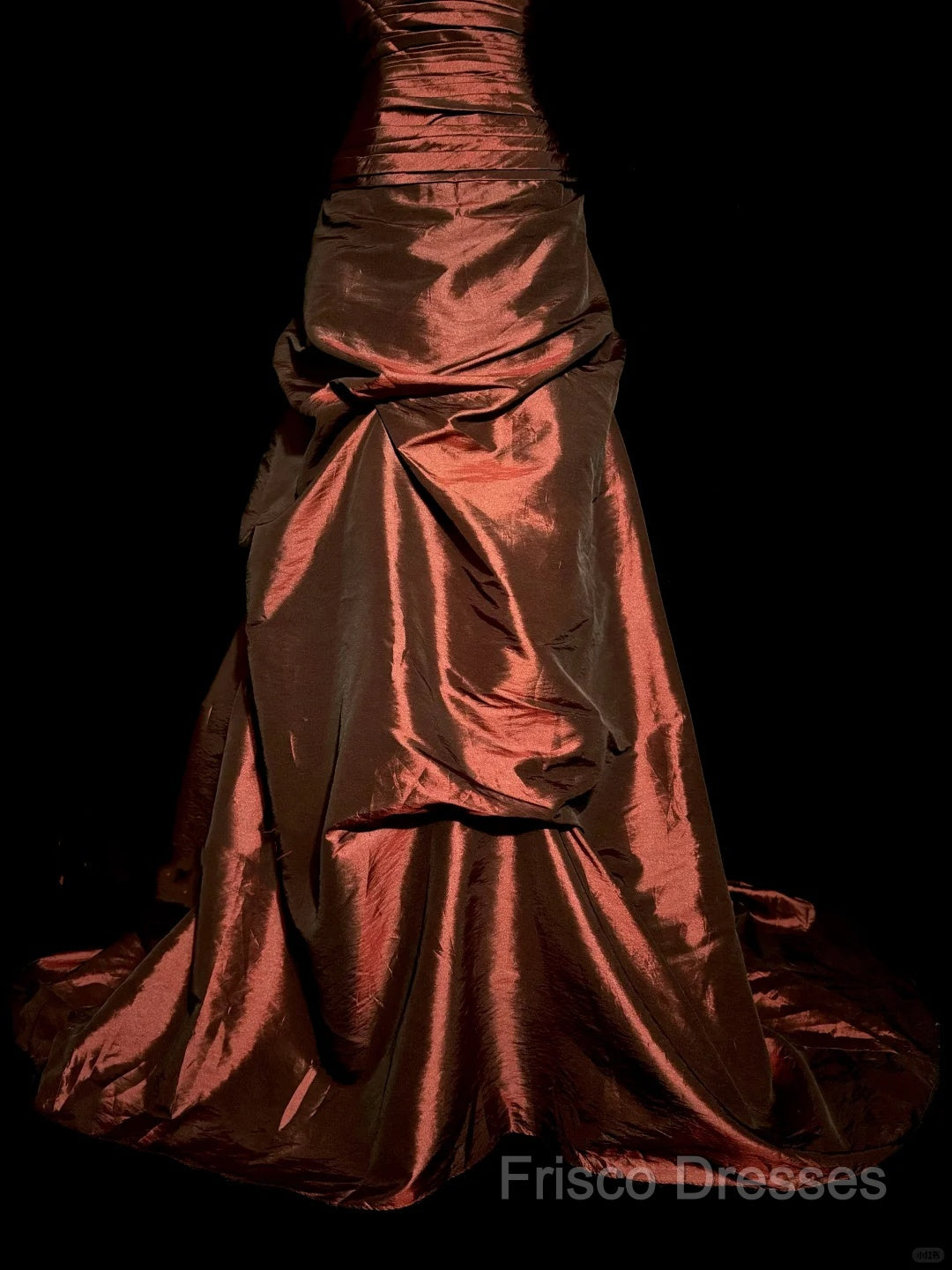 Aesthetic Ball Gown Strapless Burgundy Taffeta Formal Prom Dress Ruffle Long Party Dress
