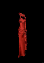 Aesthetic Mermaid Halter Neckline Red Satin Prom Dress Ruffle Long Party Dress