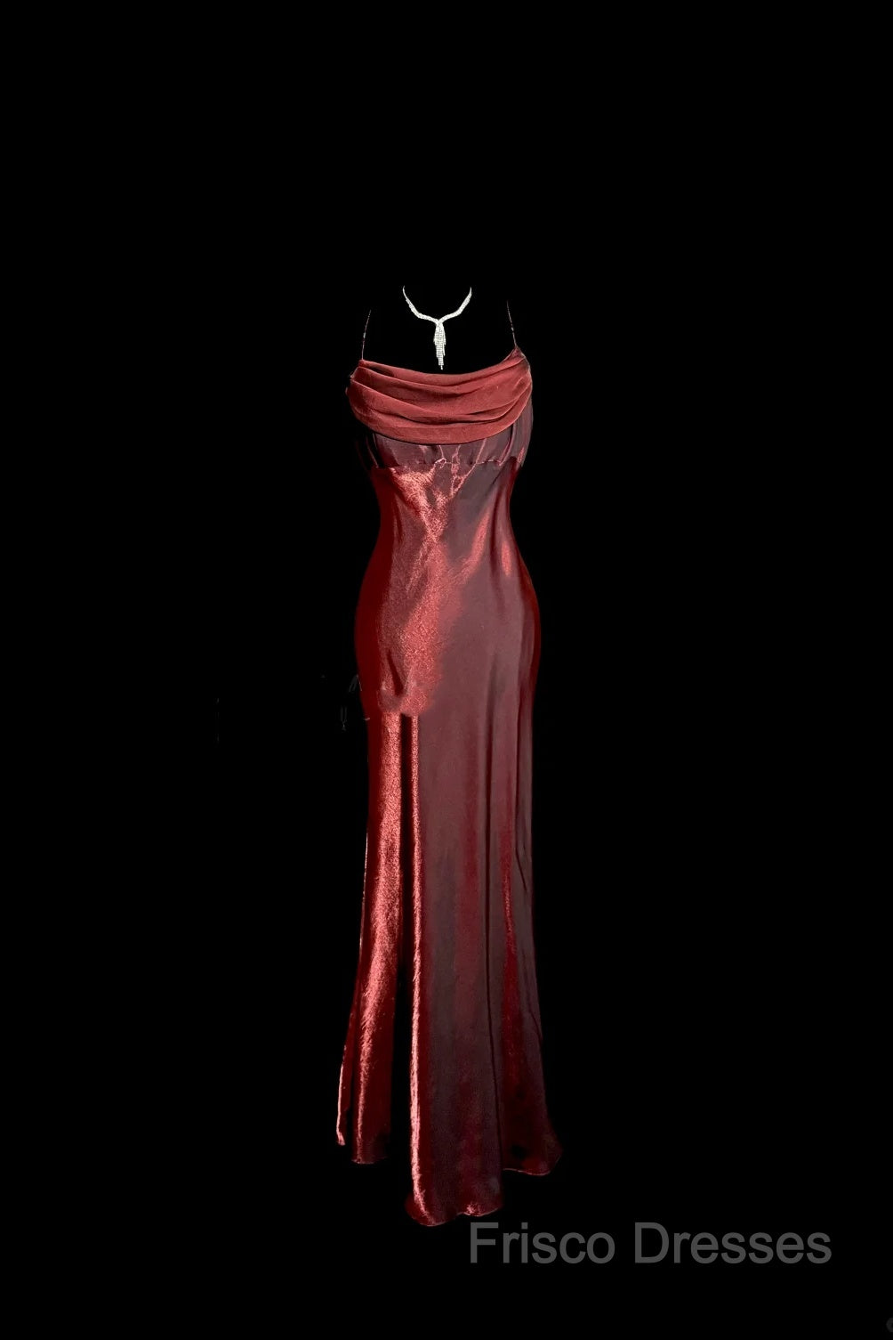 Aesthetic Mermaid Spaghetti Straps Burgundy Formal Prom Dress Ruffle Long Party Dress Secondary image