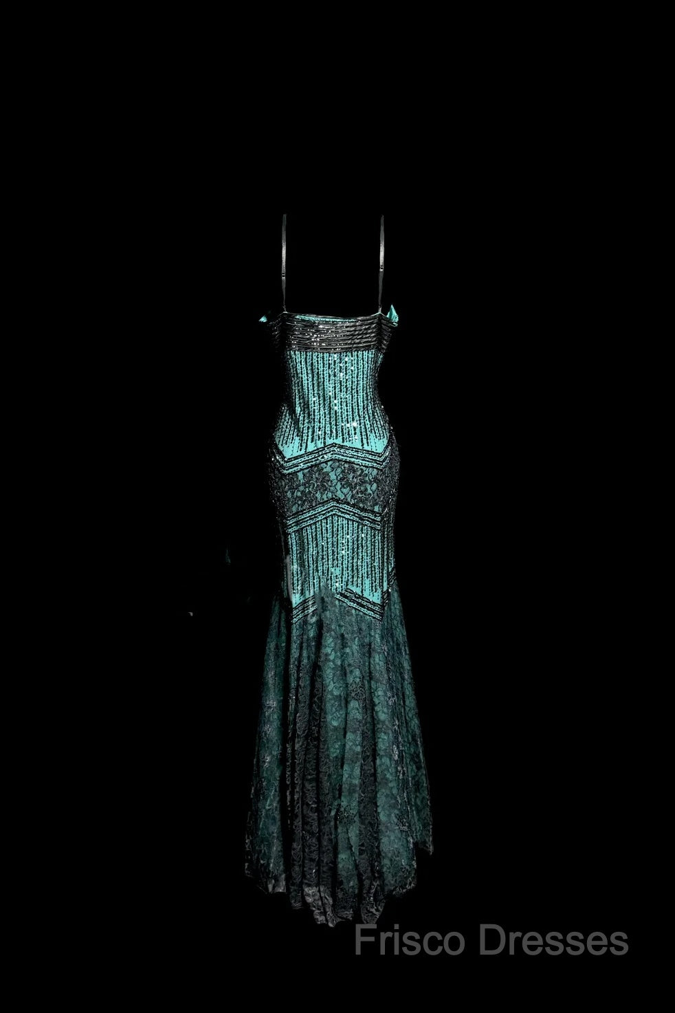 Aesthetic Mermaid Spaghetti Straps Green Formal Prom Dress Long Party Dress Main image