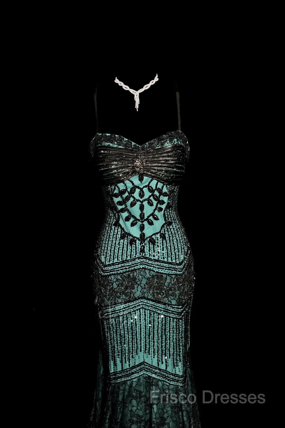 Aesthetic Mermaid Spaghetti Straps Green Formal Prom Dress Long Party Dress