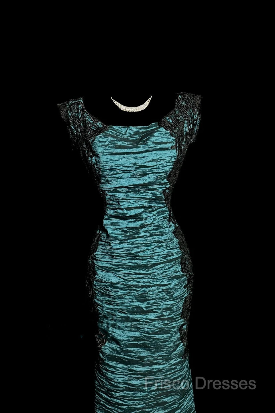 Aesthetic Mermaid Square Neckline Blue Taffeta Formal Prom Dress Ruffle Long Party Dress
