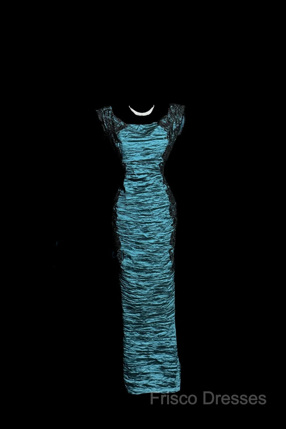 Aesthetic Mermaid Square Neckline Blue Taffeta Formal Prom Dress Ruffle Long Party Dress