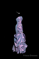Aesthetic Mermaid Strapless Neckline Grape Taffeta Prom Dress Ruffle Long Party Dress
