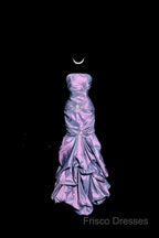 Aesthetic Mermaid Strapless Neckline Grape Taffeta Formal Prom Dress Ruffle Long Party Dress