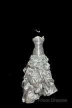Aesthetic Mermaid Sweetheart Neckline Gray Taffeta Formal Prom Dress Ruffle Long Party Dress