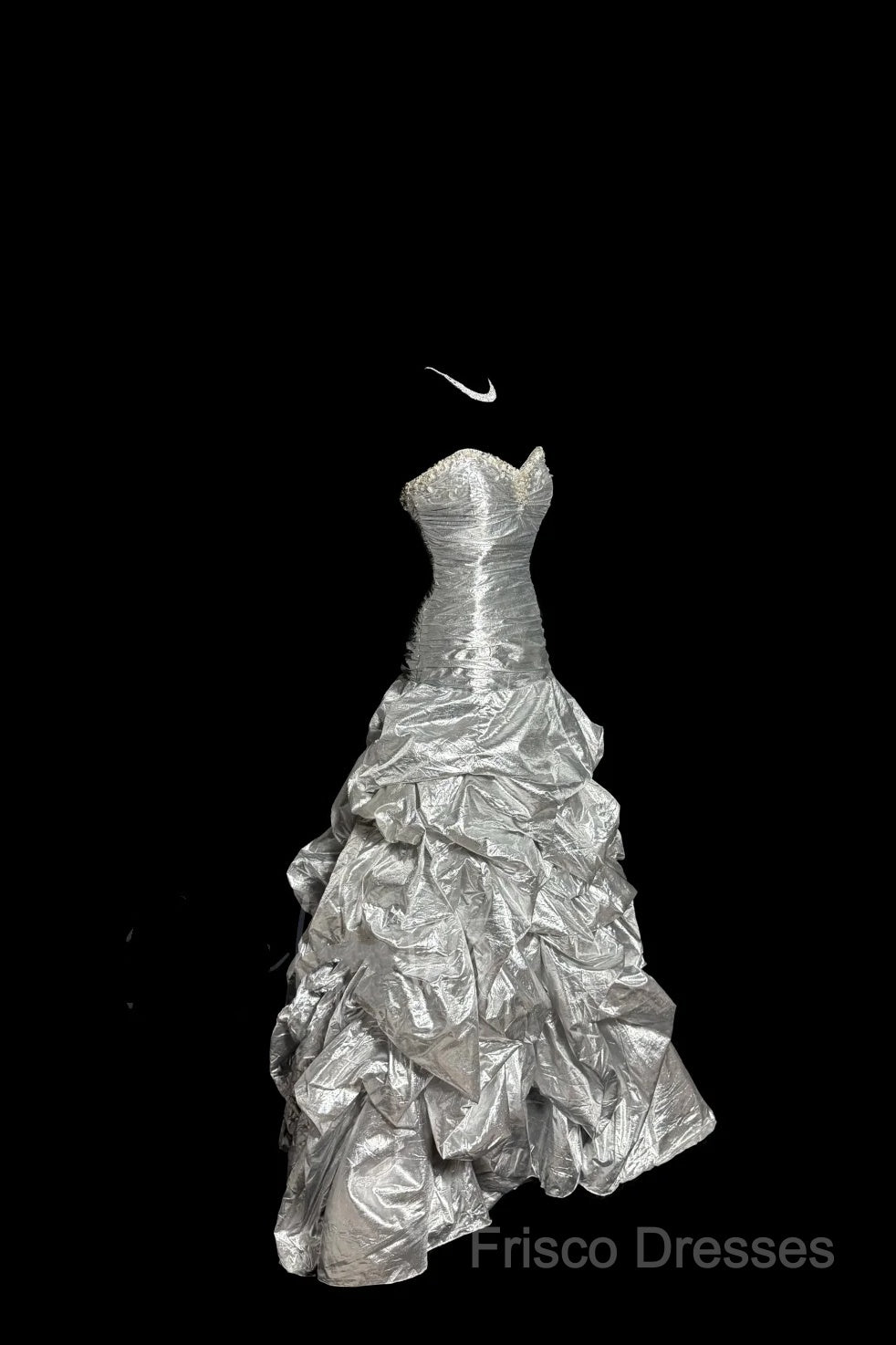 Aesthetic Mermaid Sweetheart Neckline Gray Taffeta Formal Prom Dress Ruffle Long Party Dress