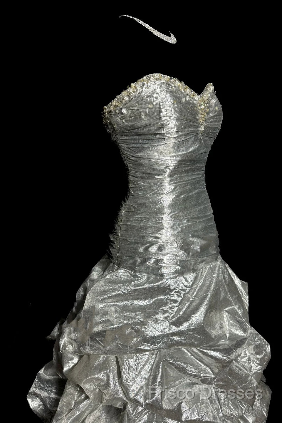 Aesthetic Mermaid Sweetheart Neckline Gray Taffeta Formal Prom Dress Ruffle Long Party Dress