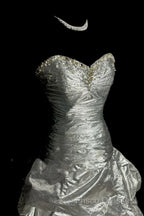 Aesthetic Mermaid Sweetheart Neckline Gray Taffeta Formal Prom Dress Ruffle Long Party Dress