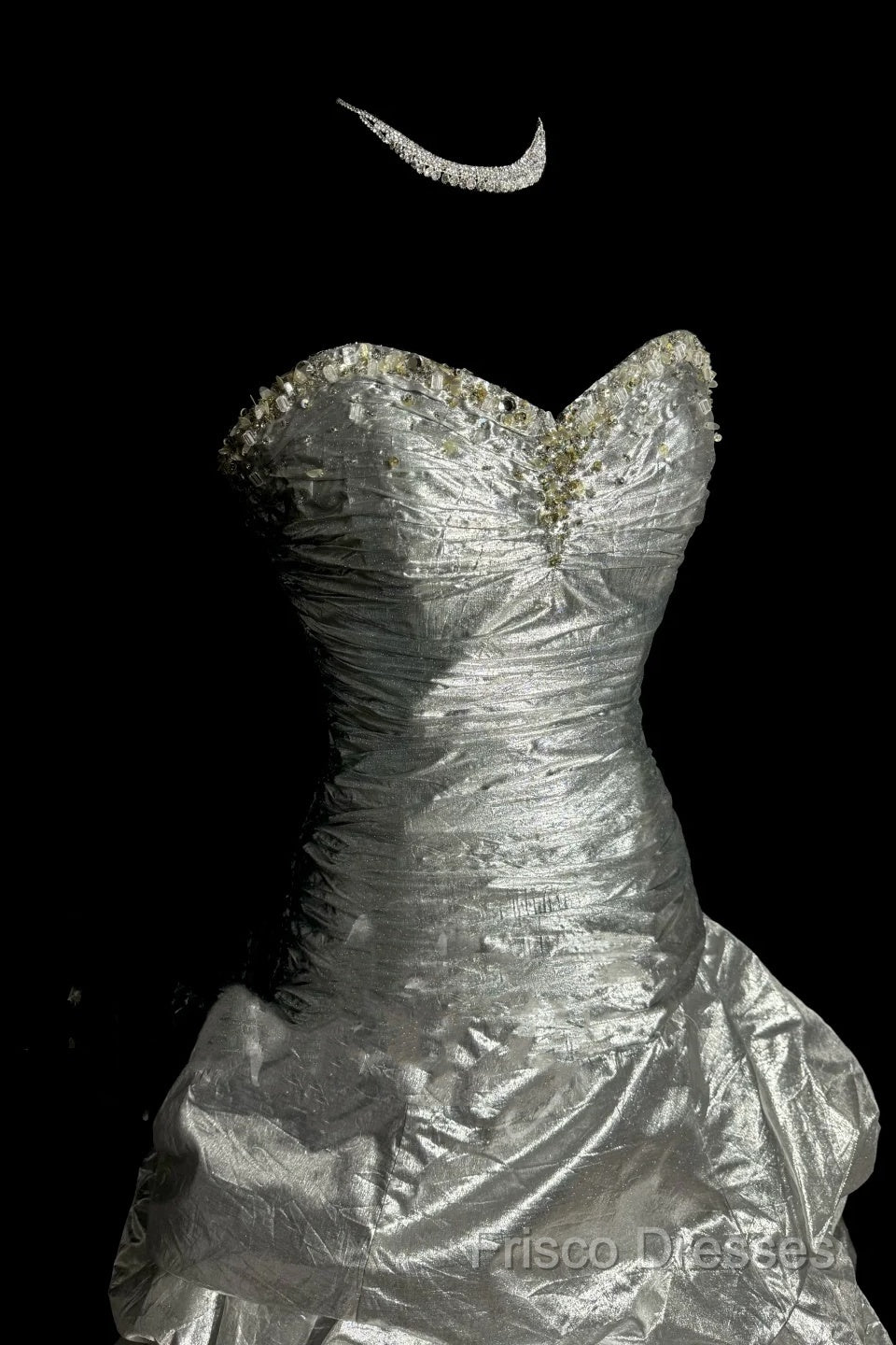 Aesthetic Mermaid Sweetheart Neckline Gray Taffeta Formal Prom Dress Ruffle Long Party Dress