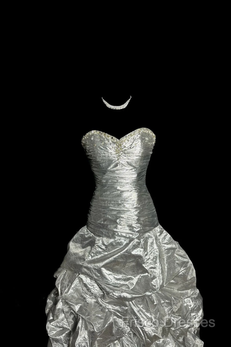 Aesthetic Mermaid Sweetheart Neckline Gray Taffeta Formal Prom Dress Ruffle Long Party Dress