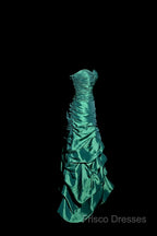 Aesthetic Mermaid Sweetheart Neckline Green Taffeta Formal Prom Dress Ruffle Long Party Dress
