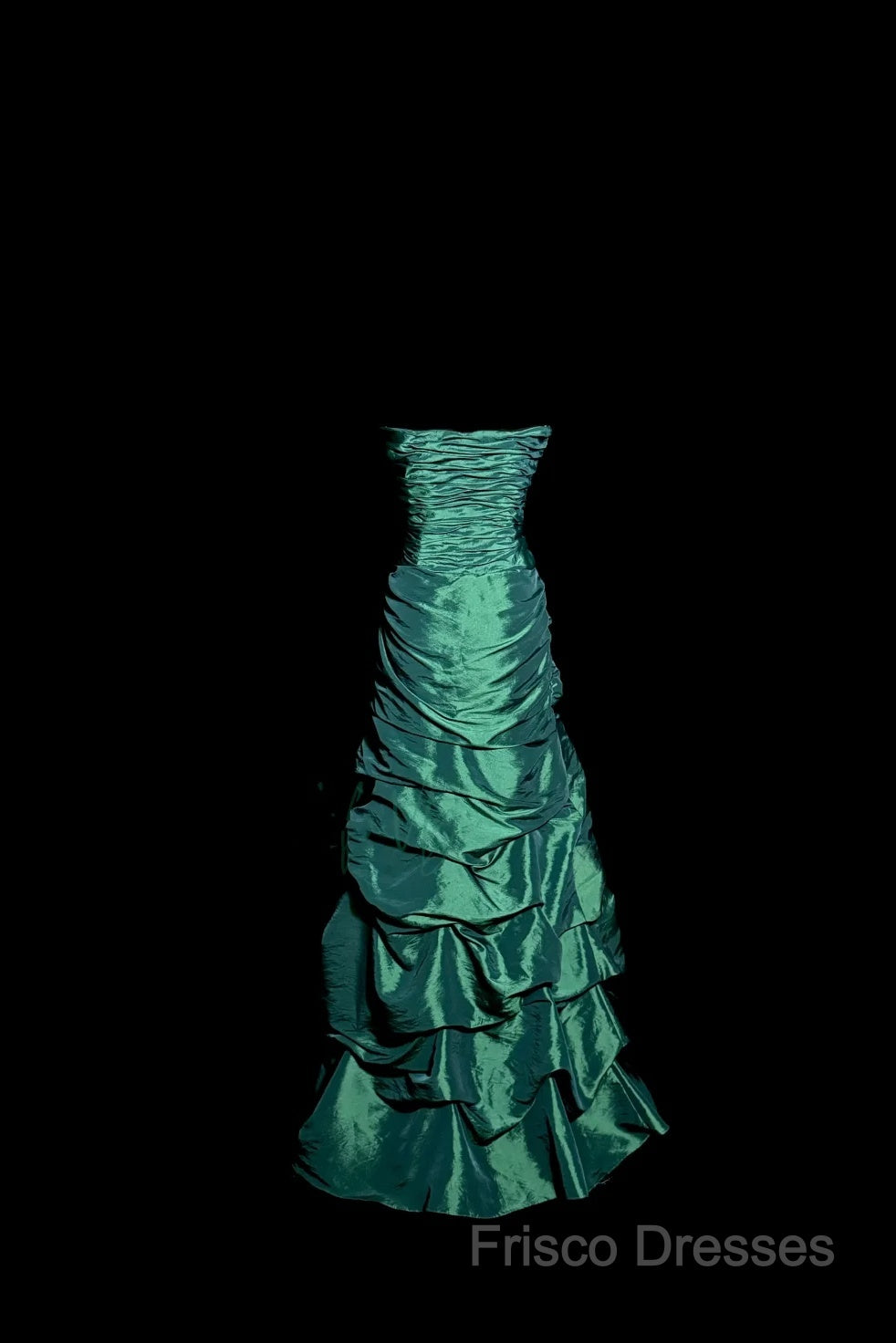 Aesthetic Mermaid Sweetheart Neckline Green Taffeta Formal Prom Dress Ruffle Long Party Dress