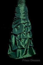 Aesthetic Mermaid Sweetheart Neckline Green Taffeta Formal Prom Dress Ruffle Long Party Dress
