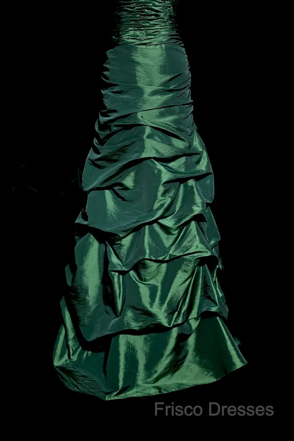 Aesthetic Mermaid Sweetheart Neckline Green Taffeta Formal Prom Dress Ruffle Long Party Dress