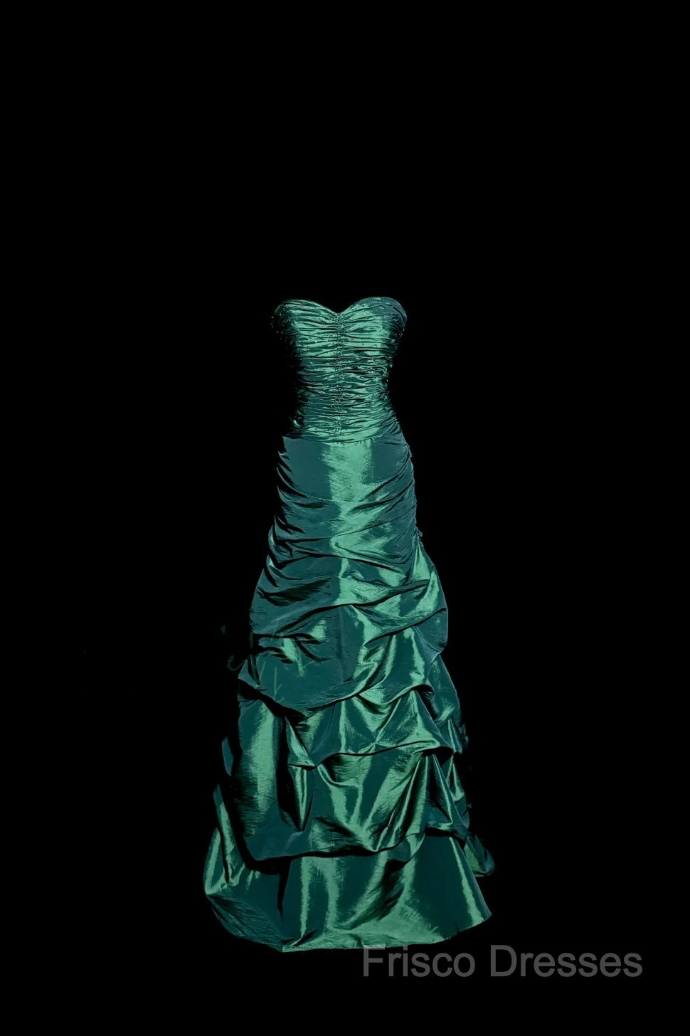 Aesthetic Mermaid Sweetheart Neckline Green Taffeta Formal Prom Dress Ruffle Long Party Dress