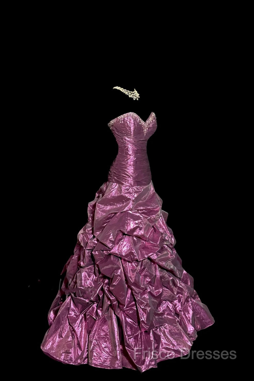 Aesthetic Mermaid Sweetheart Neckline Taffeta Formal Prom Dress Ruffle Long Party Dress