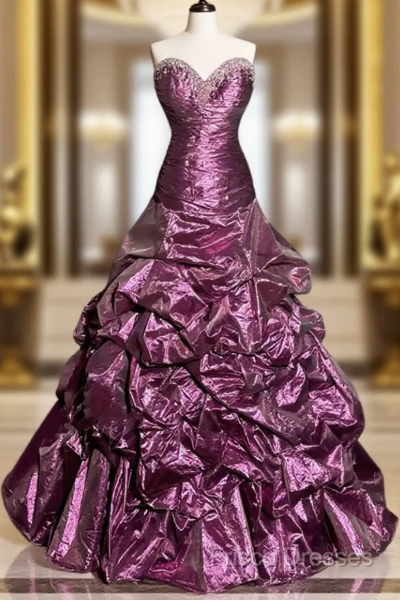 Aesthetic Mermaid Sweetheart Neckline Taffeta Formal Prom Dress Ruffle Long Party Dress Main image