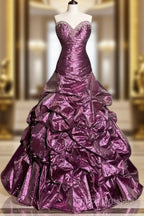 Aesthetic Mermaid Sweetheart Neckline Taffeta Formal Prom Dress Ruffle Long Party Dress