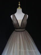 Aline V Neck Tulle Long Formal Prom Dress Tulle Long Formal Graduation Dress