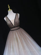 Aline V Neck Tulle Long Formal Prom Dress Tulle Long Formal Graduation Dress