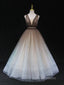 Aline V Neck Tulle Long Formal Prom Dress Tulle Long Formal Graduation Dress
