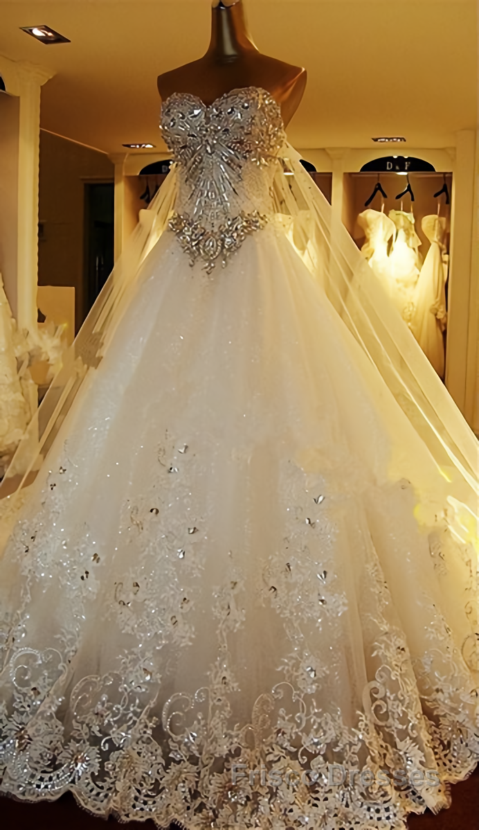 Amazing Bridal Dress Sweetheart Appliques Crystal Beading Classic A Line Bridal Gowns Secondary image