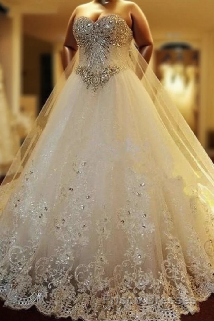 Amazing Bridal Dress Sweetheart Appliques Crystal Beading Classic A Line Bridal Gowns Main image