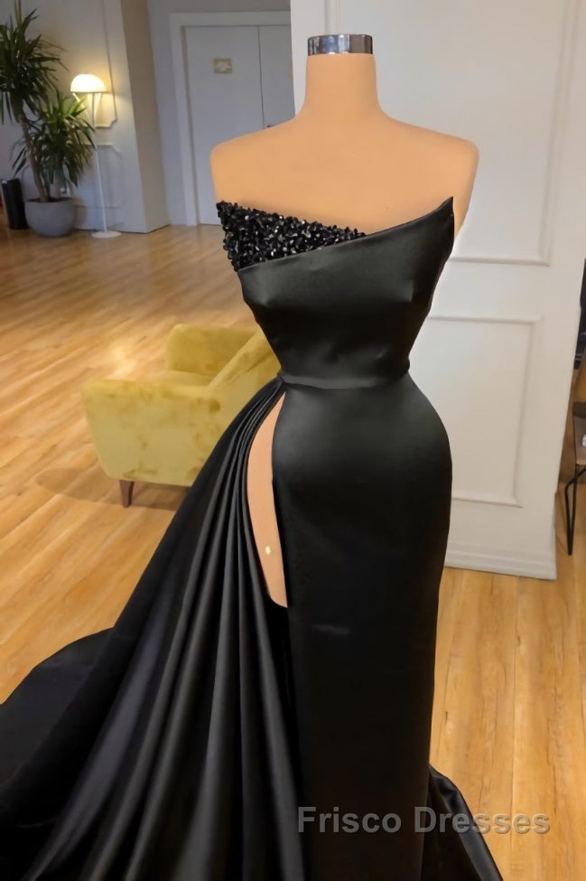 Amazing Long Black Sleeveless Graduation Dresses Formal Prom Dresses With Split Online Secondary image