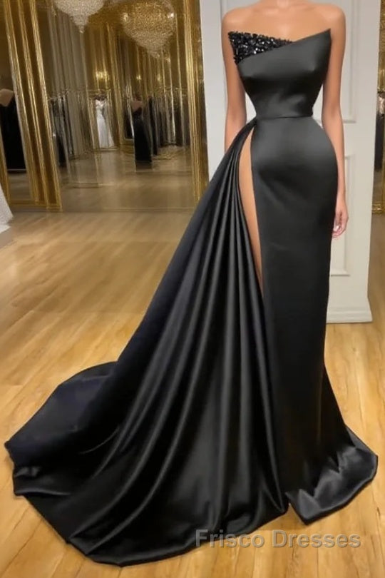 Amazing Long Black Sleeveless Graduation Dresses Formal Prom Dresses With Split Online Main image