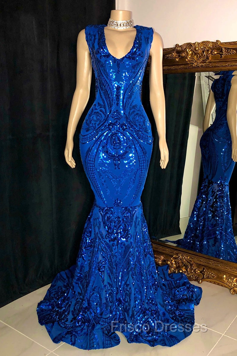 Amazing Sequins Mermaid Formal Prom Dress Sleeveless V-Neck Online